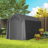 Outsunny Galvanized 7' x 12' Outdoor Storage Tent, Heavy Duty and Waterproof Portable Shed for Bike, Motorcycle, Tools, Gray(m-8)