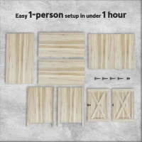 Outsunny Wooden Outdoor Storage Cabinet, Garden Shed Potting Shed with Shelf and Double Doors, Natural Wood(m-7)