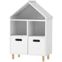 Qaba 3 Tier Kids Bookshelf with Two Drawers, for Bedroom, Kids Room, White(m-2)