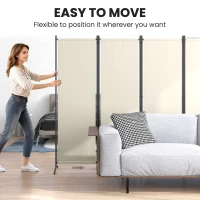 Outsunny Folding Room Divider, Privacy Screen for Home Office Bedroom, 5.6FT Tall, Cream White(m-5)