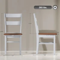 HOMCOM Farmhouse Dining Table Chairs, Set of 2 Rubber Wood Kitchen Table Chairs with Open Back for Living Room, Light Gray(m-3)