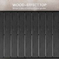 Outsunny 75" x 35" Outdoor Dining Table for 8 People, Rectangular Aluminum Frame Garden Table with All-Weather Faux Wood Top for Garden, Lawn, Patio, Black(m-4)