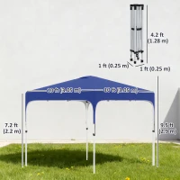 Outsunny 10' x 10' Pop Up Canopy Tent with Sand Bags, UPF 50+ Instant Sun Shelter, Tents for Parties, Height Adjustable, with Wheeled Carry Bag, for Outdoor, Garden, Royal Blue(m-3)