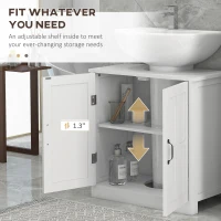 kleankin Bathroom Sink Cabinet, Pedestal Sink Cabinet with Adjustable Shelf, White(m-7)