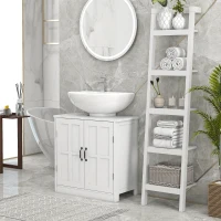 kleankin Bathroom Sink Cabinet, Pedestal Sink Cabinet with Adjustable Shelf, White(m-2)