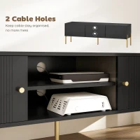 HOMCOM TV Stand for TVs up to 65", Entertainment Center with 2 Open Shelves, 2 Cabinets and Steel Legs for Living Room, Black(m-9)