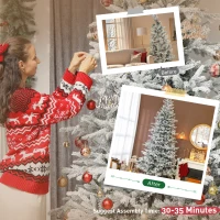 HOMCOM 9 ft Artificial Frosted Christmas Tree with Realistic Branches, Wide Full Spruce, Hinged Xmas Tree, Easy Assembly(m-7)