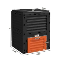 Outsunny Garden Compost Bin 80 Gallon Outdoor Large Capacity Composter Fast Create Fertile Soil Aerating Box, Orange(m-3)
