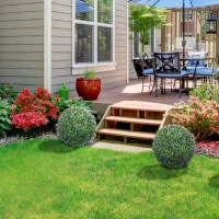 HOMCOM 2 Pack Artificial Plant Lavender Topiary Balls, 16.5 Inch(m-7)