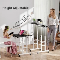HOMCOM Stand Up Desk, Height & Angle Adjustable Computer Desk with Wheels for Standing or Sitting, Laptop Table, Black(m-4)