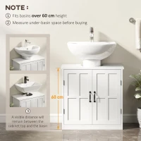 kleankin Bathroom Sink Cabinet, Pedestal Sink Cabinet with Adjustable Shelf, White(m-5)