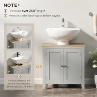 kleankin Bathroom Vanities, Pedestal Sink Cabinet with U-Shaped Cut-out and Adjustable Shelf, Gray(m-5)