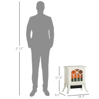 HOMCOM Electric Fireplace Heater, Freestanding Fireplace Stove with Realistic Logs and Flame Effect, 750W/1500W, Beige(m-3)