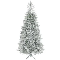 HOMCOM 9 ft Artificial Frosted Christmas Tree with Realistic Branches, Wide Full Spruce, Hinged Xmas Tree, Easy Assembly(m-11)