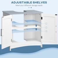 kleankin Pedestal Sink Storage Cabinet, Under Sink Cabinet with Double Doors, Modern Bathroom Vanity Cabinet with Adjustable Shelves, White(m-6)