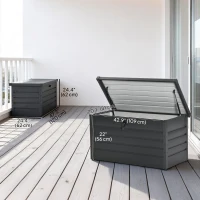 Outsunny Large Deck Box, Outdoor Storage Container with Lock for Pool Toys, Garden Tools, Furniture and Sports Equipment, Grey(m-3)