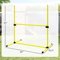 PawHut 4 Piece Dog Agility Set with Adjustable Height Jump Bars, Carry Bag, Displacing Top Bar, Yellow Yellow(m-3)