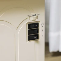 HOMCOM Electric Fireplace Heater, Freestanding Fireplace Stove with Realistic Logs and Flame Effect, 750W/1500W, Beige(m-9)