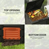 Outsunny Garden Compost Bin 80 Gallon Outdoor Large Capacity Composter Fast Create Fertile Soil Aerating Box, Orange(m-4)