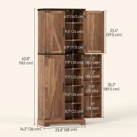 HOMCOM 64" Tall Kitchen Pantry Cabinet with Spice Racks and Adjustable Shelves, Brown Wood Grain(m-3)