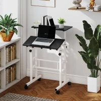 HOMCOM Stand Up Desk, Height & Angle Adjustable Computer Desk with Wheels for Standing or Sitting, Laptop Table, Black(m-8)