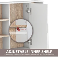 HOMCOM Wall-Mounted Bathroom Medicine Cabinet with Mirror, Over Toilet Bathroom Vanity Cabinet White & Oak(m-6)