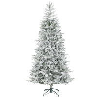 HOMCOM 9 ft Artificial Frosted Christmas Tree with Realistic Branches, Wide Full Spruce, Hinged Xmas Tree, Easy Assembly