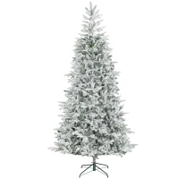 HOMCOM 9 ft Artificial Frosted Christmas Tree with Realistic Branches, Wide Full Spruce, Hinged Xmas Tree, Easy Assembly(m-1)