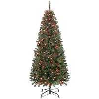 HOMCOM 5ft Artificial Christmas Tree with Colorful DIY Synchronized Lights, Remote, Hinged Slim Fir with Daily Timer(m-1)