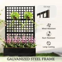Outsunny Galvanized Raised Garden Bed Planter Box with Trellis for Climbing Plants, Vegetable, Vines, 43" x 16" x 70"(m-4)