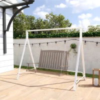Outsunny Metal Swing Stand Swing Frame, Hanging Chair Stand Only, 528 LBS Weight Capacity, for Backyard, Patio, Lawn, White(m-8)