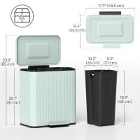HOMCOM Trash Can, 2 x 5.3 Gallon (2 x 20 L) Garbage Can with Soft-Close Lid, Removable Inner Buckets for Kitchen Home Office(m-3)