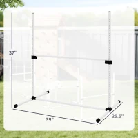 PawHut 4 Piece Dog Agility Training Equipment for Dog Agility Course with Adjustable Height Jump Bars, Included Carry Bag, & Displacing Top Bar, White(m-3)
