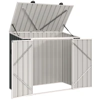 Outsunny 5ft x 3ft Outdoor Storage Shed, Garbage Bin Shed Organizer with Lockable Double Doors and Openable Lid(m-2)
