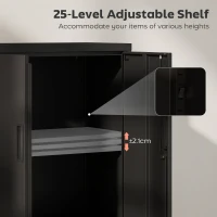 HOMCOM Lateral Filing Cabinet, Metal Storage Cabinet, Garage Cabinet with Double Locks, Adjustable Shelf and File Drawer, Black(m-4)
