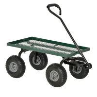 Outsunny Heavy Duty Garden Wagon Cart with 10" Wheels, 330 lbs Capacity, for Garden, Beach, Lawn, Black(m-11)