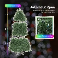 HOMCOM 6ft Prelit Christmas Tree with Full-Spectrum LEDs, Smart App Control, Wide Full Hinged Xmas Tree, Easy Assembly(m-9)