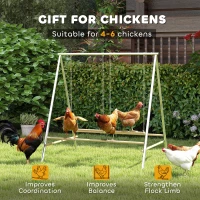 PawHut Chicken Perch for Coop, Chicken Roosting Bars with 2 Swings, Coop Accessories for Farm, Backyard, Silver(m-7)