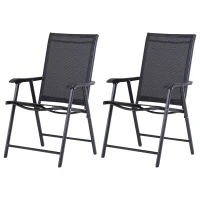Outsunny 2-Piece Folding Dining Chair Set for Relaxing on Patio, Balcony, or Garden, Comfortable Outdoor Furniture with Armrests, Black(m-2)