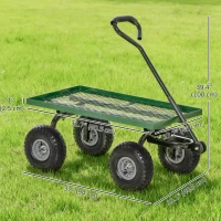 Outsunny Heavy Duty Garden Wagon Cart with 10" Wheels, 330 lbs Capacity, for Garden, Beach, Lawn, Black(m-3)