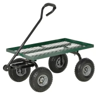 Outsunny Heavy Duty Garden Wagon Cart with 10" Wheels, 330 lbs Capacity, for Garden, Beach, Lawn, Black(m-2)