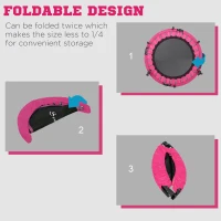Soozier 40" Foldable Mini Fitness Trampoline, with Adjustable Foam Handle, Pink(m-5)