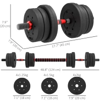 Soozier 44lbs 2-in-1 Adjustable Dumbbells Weight Set, Dumbbell Hand Weights Barbell for Body Fitness, Lifting Training for Home, Office, Gym, Black and Red(m-3)