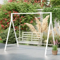 Outsunny Metal Swing Stand Swing Frame, Hanging Chair Stand Only, 528 LBS Weight Capacity, for Backyard, Patio, Lawn, White(m-1)