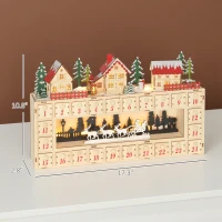 HOMCOM Christmas Advent Calendar with 24 Countdown Drawers and LED Lights, Wood-Effect Advent Calendar, Battery Operated(m-3)