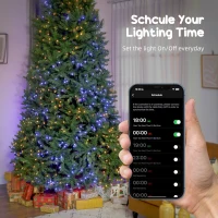 HOMCOM 9ft Prelit Christmas Tree with Full-Spectrum LEDs, Smart App Control, Wide Full Hinged Xmas Tree, Easy Assembly(m-6)