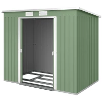 Outsunny 7' x 4' Galvanised Steel Garden Shed, with Foundation Kit - Green(m-2)