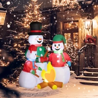 Outsunny 5 FT Christmas Inflatable Snowman Family, Xmas Blow Up Snowman Family with LED Lights for Indoor, Outdoor, Lawn, Party(m-10)
