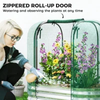 Outsunny Galvanized Raised Garden Bed with Crop Cage Protection Net Cover, Outdoor Planter Box for Vegetables, Flowers, Herbs(m-5)