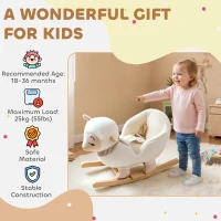 Qaba Baby Rocking Horse, Sheep Rocking Horse with Lullaby Song for Toddlers 18–36 Months, White(m-7)